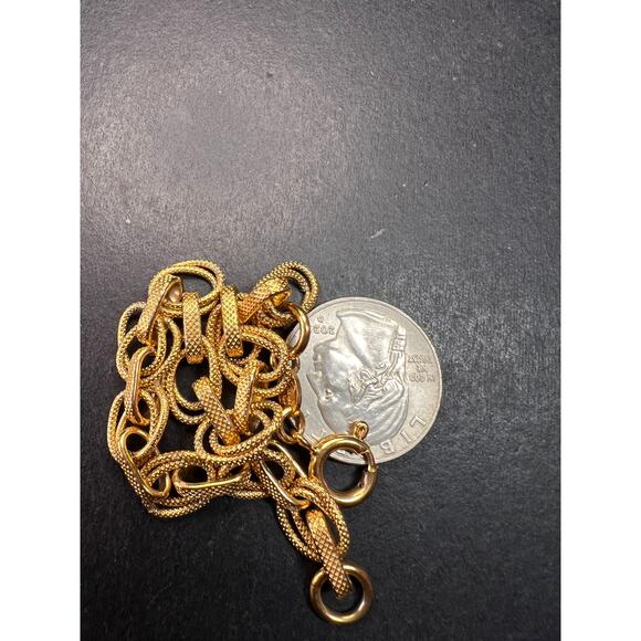 Vintage Italian 18k Gold Plated Bronze Textured Link Bracelet - Picture 6 of 10